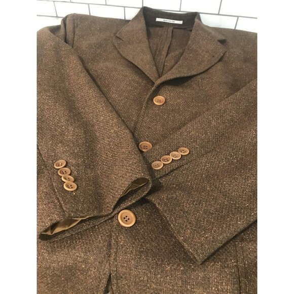 Bäumler Blazer Mens 44L Brown Tweed Wool Cashmere Silk Tallia Di Delfino Italy - Picture 6 of 14